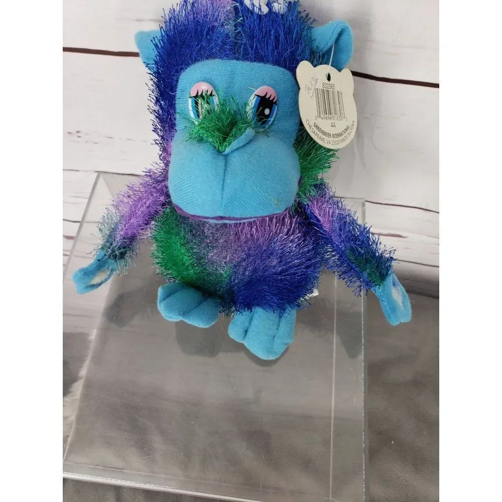 2004 fourstar‎ pals plush monkey multicolored furry fur stuffed animal toy